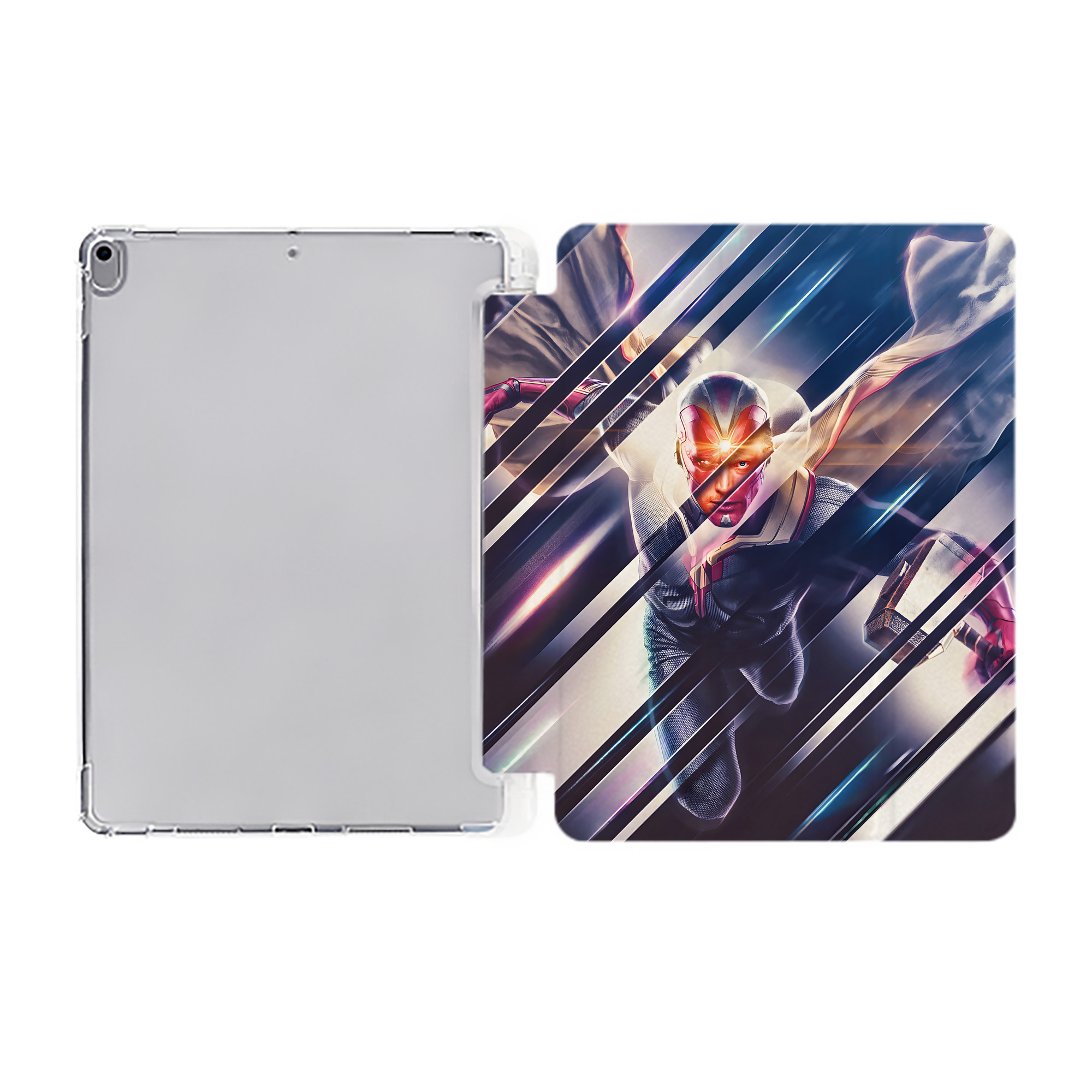 （画像用） アベンジャーズ The Avengers IPad ケース ペン収納付き 三つ折りスタンド PUレザー×シリコン 対応機種9.5/10.5/10.9インチ